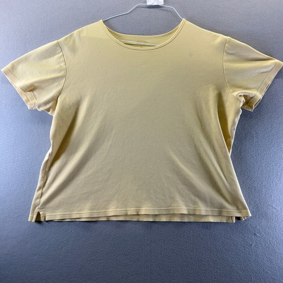 Talbots Tops - Talbots Yellow Cotton Short‎ Sleeve Crew Neck Tee Shirt XL Side Slits
